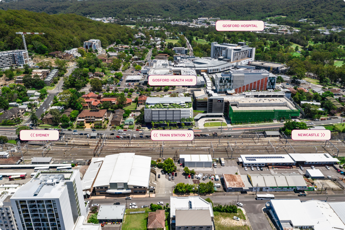 Gosford location aerial view